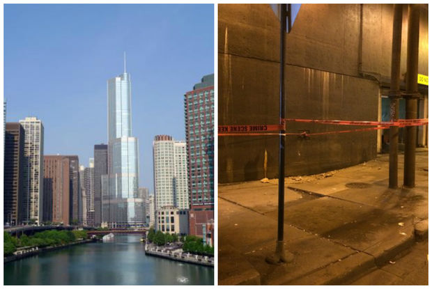  A man hit by falling concrete last year underneath (right) the Trump International Hotel & Tower is suing the city and President Trump, saying he's still suffering from his injury. 